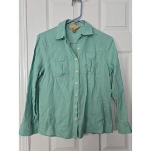 Gold Label Investments Petites  Linen Woman Size 6P Long Sleeve Blouse